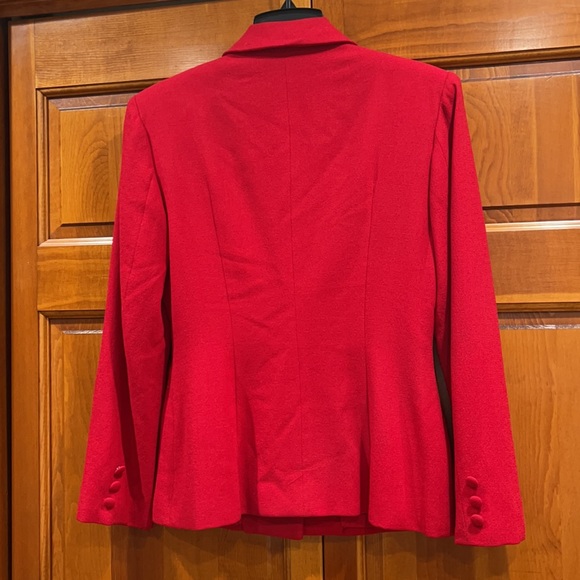 Vintage fitted red wool crepe blazer - Picture 5 of 6
